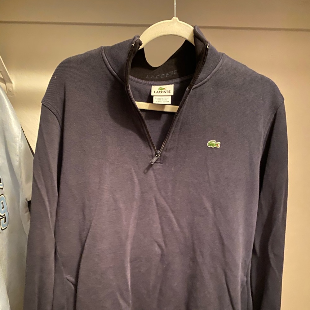 Navy Blue Lacoste Quarter Zip Sweater